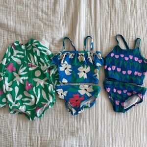 Lot of 3 Hanna Andersson Floral Swimsuits